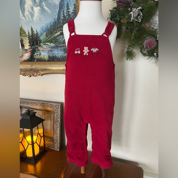 Red Teddy Bear Overalls - Picture 1 of 5